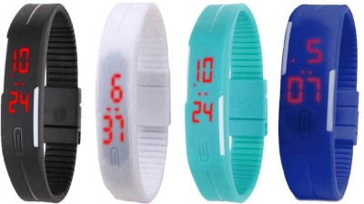 NS18 Silicone Led Magnet Band Combo of 4 Black, White, Sky Blue And Blue Digital Watch  - For Boys & Girls   Watches  (NS18)