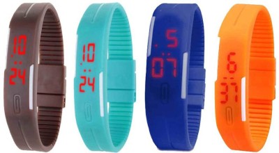 NS18 Silicone Led Magnet Band Combo of 4 Brown, Sky Blue, Blue And Orange Digital Watch  - For Boys & Girls   Watches  (NS18)