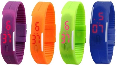 NS18 Silicone Led Magnet Band Combo of 4 Purple, Orange, Green And Blue Digital Watch  - For Boys & Girls   Watches  (NS18)