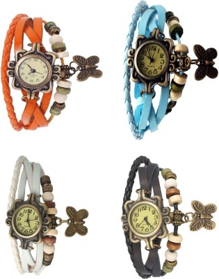 NS18 Vintage Butterfly Rakhi Combo of 4 Orange, White, Sky Blue And Black Analog Watch  - For Women   Watches  (NS18)