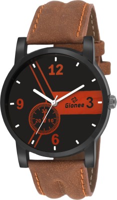 Gionee g025 Round Analog Black Dial and Brown Strap Wrist Watch  - For Men   Watches  (Gionee)