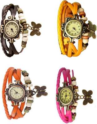 

NS18 Vintage Butterfly Rakhi Combo of 4 Brown, Orange, Yellow And Pink Watch - For Women