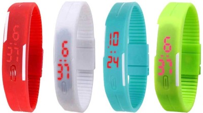NS18 Silicone Led Magnet Band Combo of 4 Red, White, Sky Blue And Green Digital Watch  - For Boys & Girls   Watches  (NS18)
