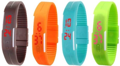 NS18 Silicone Led Magnet Band Combo of 4 Brown, Orange, Sky Blue And Green Digital Watch  - For Boys & Girls   Watches  (NS18)