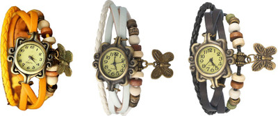 

Kissu Vintage Rakhi Watch Combo of 3 Yellow, White And Black Watch - For Women