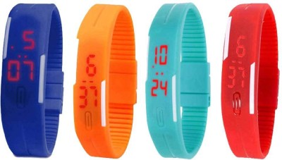 NS18 Silicone Led Magnet Band Watch Combo of 4 Blue, Orange, Sky Blue And Red Digital Watch  - For Couple   Watches  (NS18)