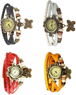 NS18 Vintage Butterfly Rakhi Combo of 4 Black, Red, White And Yellow Analog Watch  - For Women   Watches  (NS18)