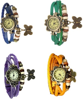 NS18 Vintage Butterfly Rakhi Combo of 4 Blue, Purple, Green And Yellow Analog Watch  - For Women   Watches  (NS18)