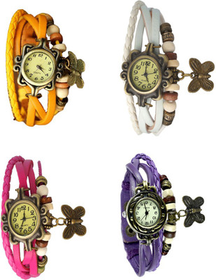 

Kissu Vintage Rakhi Combo of 4 Yellow, Pink, White And Purple Watch - For Women