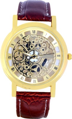 E-DEAL Transparent Brown Belt Gold Dial Analogue Men's Watch -EDMW0009 Analog Watch  - For Men   Watches  (E-DEAL)