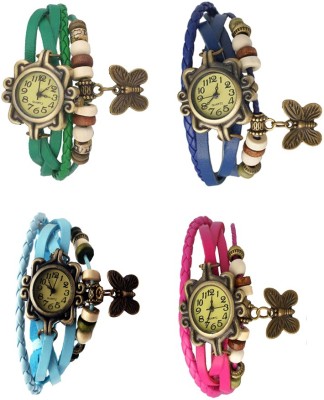 NS18 Vintage Butterfly Rakhi Combo of 4 Green, Sky Blue, Blue And Pink Analog Watch  - For Women   Watches  (NS18)