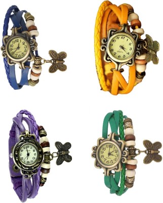 NS18 Vintage Butterfly Rakhi Combo of 4 Blue, Purple, Yellow And Green Analog Watch  - For Women   Watches  (NS18)