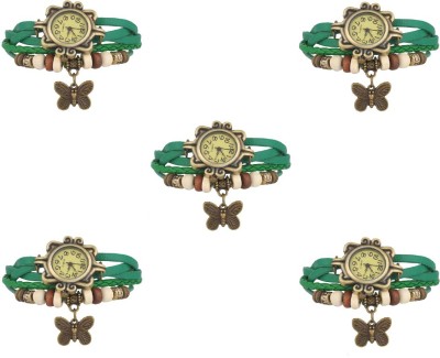 NS18 Vintage Butterfly Rakhi Combo of 5 Green Analog Watch  - For Women   Watches  (NS18)