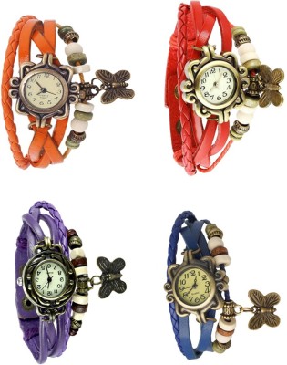 NS18 Vintage Butterfly Rakhi Combo of 4 Orange, Purple, Red And Blue Analog Watch  - For Women   Watches  (NS18)