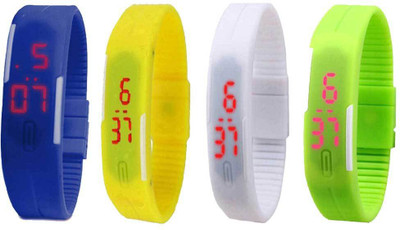 

Kissu Led Magnet Band Combo of 4 Blue, White, Yellow And Green Watch - For Men & Women