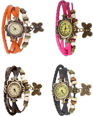 NS18 Vintage Butterfly Rakhi Combo of 4 Orange, Brown, Pink And Black Analog Watch  - For Women   Watches  (NS18)