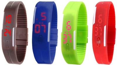 NS18 Silicone Led Magnet Band Watch Combo of 4 Brown, Blue, Green And Red Digital Watch  - For Couple   Watches  (NS18)