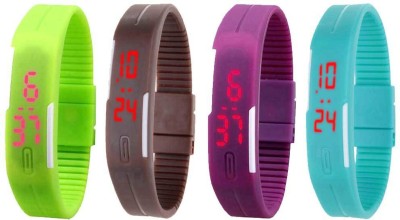 NS18 Silicone Led Magnet Band Watch Combo of 4 Green, Brown, Purple And Sky Blue Digital Watch  - For Couple   Watches  (NS18)