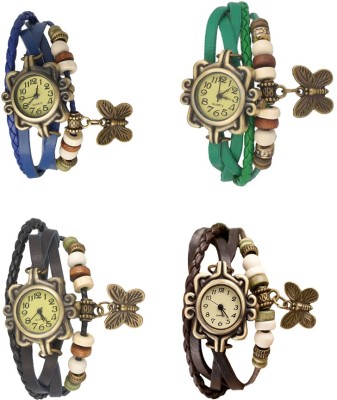 NS18 Vintage Butterfly Rakhi Combo of 4 Blue, Black, Green And Brown Analog Watch  - For Women   Watches  (NS18)