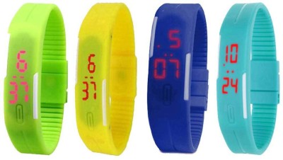 NS18 Silicone Led Magnet Band Watch Combo of 4 Green, Yellow, Blue And Sky Blue Digital Watch  - For Couple   Watches  (NS18)