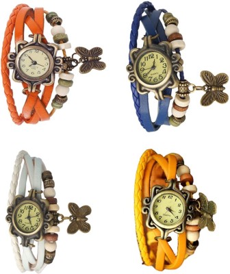 NS18 Vintage Butterfly Rakhi Combo of 4 Orange, White, Blue And Yellow Analog Watch  - For Women   Watches  (NS18)