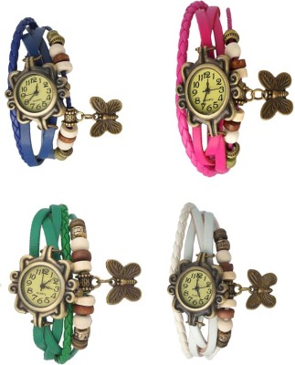 NS18 Vintage Butterfly Rakhi Combo of 4 Blue, Green, Pink And White Analog Watch  - For Women   Watches  (NS18)
