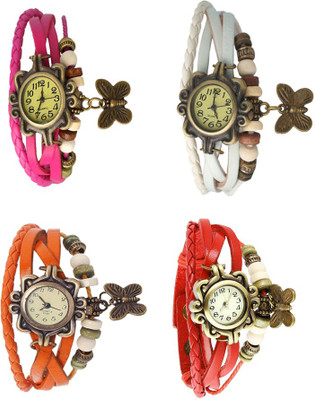 

Kissu Vintage Rakhi Combo of 4 Pink, Orange, White And Red Watch - For Women