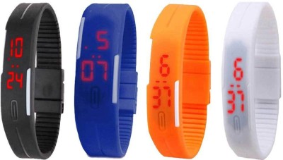 NS18 Silicone Led Magnet Band Combo of 4 Black, Blue, Orange And White Digital Watch  - For Boys & Girls   Watches  (NS18)