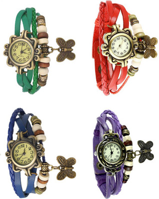 

Kissu Vintage Rakhi Combo of 4 Green, Blue, Red And Purple Watch - For Women