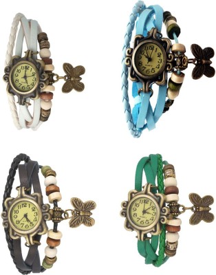 NS18 Vintage Butterfly Rakhi Combo of 4 White, Black, Sky Blue And Green Analog Watch  - For Women   Watches  (NS18)