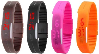 NS18 Silicone Led Magnet Band Combo of 4 Brown, Black, Pink And Orange Digital Watch  - For Boys & Girls   Watches  (NS18)