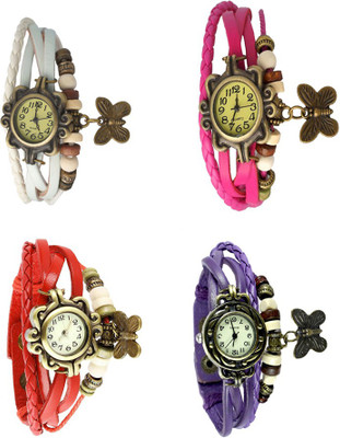 

Kissu Vintage Rakhi Combo of 4 White, Red, Pink And Purple Watch - For Women