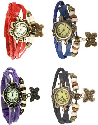 NS18 Vintage Butterfly Rakhi Combo of 4 Red, Purple, Blue And Black Analog Watch  - For Women   Watches  (NS18)