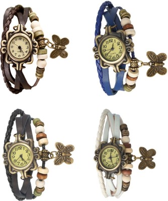 NS18 Vintage Butterfly Rakhi Combo of 4 Brown, Black, Blue And White Analog Watch  - For Women   Watches  (NS18)