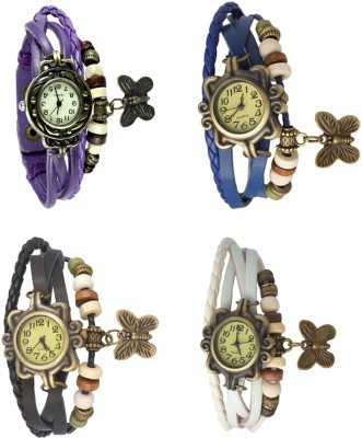 NS18 Vintage Butterfly Rakhi Combo of 4 Purple, Black, Blue And White Analog Watch  - For Women   Watches  (NS18)