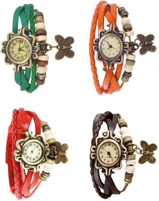 NS18 Vintage Butterfly Rakhi Combo of 4 Green, Red, Orange And Brown Analog Watch  - For Women   Watches  (NS18)