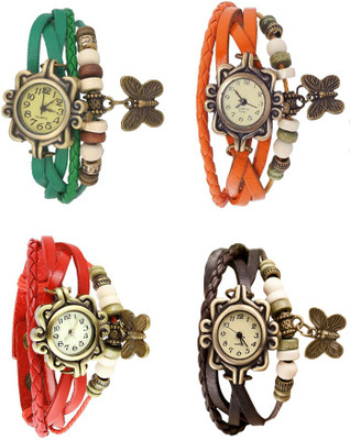 

Kissu Vintage Rakhi Combo of 4 Green, Red, Orange And Brown Watch - For Women