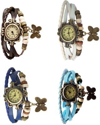 NS18 Vintage Butterfly Rakhi Combo of 4 Brown, Blue, White And Sky Blue Analog Watch  - For Women   Watches  (NS18)