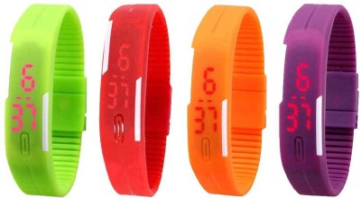 NS18 Silicone Led Magnet Band Watch Combo of 4 Green, Red, Orange And Purple Digital Watch  - For Couple   Watches  (NS18)