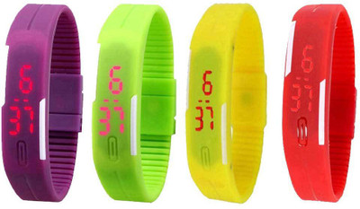 

Kissu Led Magnet Band Combo of 4 Purple, Green, Yellow And Red Watch - For Men & Women