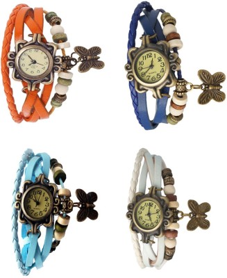 NS18 Vintage Butterfly Rakhi Combo of 4 Orange, Sky Blue, Blue And White Analog Watch  - For Women   Watches  (NS18)