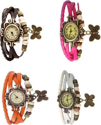NS18 Vintage Butterfly Rakhi Combo of 4 Brown, Orange, Pink And White Analog Watch  - For Women   Watches  (NS18)