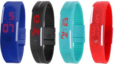 NS18 Silicone Led Magnet Band Watch Combo of 4 Blue, Black, Sky Blue And Red Digital Watch  - For Couple   Watches  (NS18)