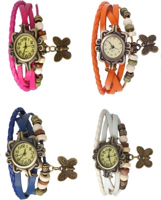 NS18 Vintage Butterfly Rakhi Combo of 4 Pink, Blue, Orange And White Analog Watch  - For Women   Watches  (NS18)