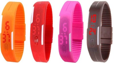 NS18 Silicone Led Magnet Band Combo of 4 Orange, Red, Pink And Brown Digital Watch  - For Boys & Girls   Watches  (NS18)