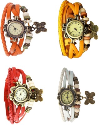 NS18 Vintage Butterfly Rakhi Combo of 4 Orange, Red, Yellow And White Analog Watch  - For Women   Watches  (NS18)