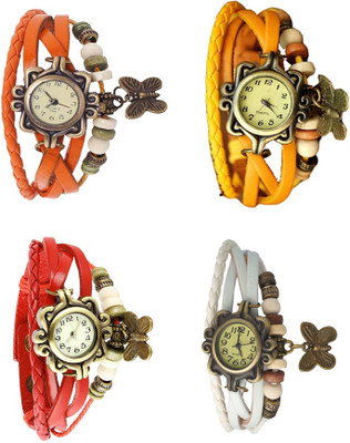 NS18 Vintage Butterfly Rakhi Combo of 4 Orange, Red, Yellow And White Analog Watch  - For Women   Watches  (NS18)