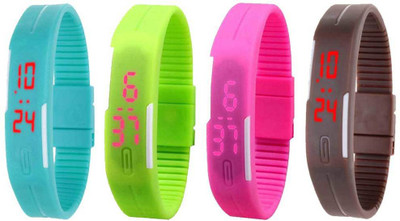 

Kissu Led Magnet Band Combo of 4 Sky Blue, Green, Pink And Brown Watch - For Men & Women