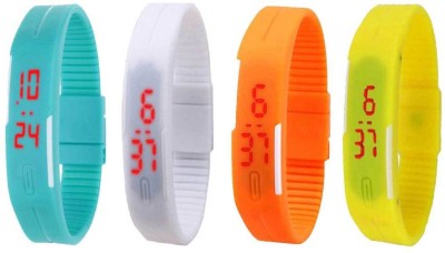 NS18 Silicone Led Magnet Band Combo of 4 Sky Blue, White, Orange And Yellow Digital Watch  - For Boys & Girls   Watches  (NS18)