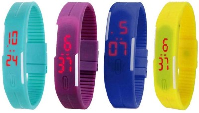 NS18 Silicone Led Magnet Band Combo of 4 Sky Blue, Purple, Blue And Yellow Digital Watch  - For Boys & Girls   Watches  (NS18)
